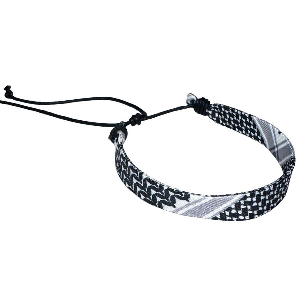 Palestinian Keffiyeh KUFIYA String wristband black / White - Picture 2 of 3
